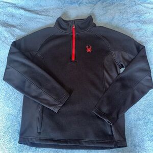 Spider quarter zip pull over sweater black and red